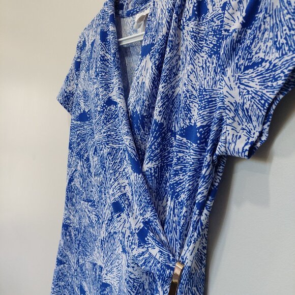 Charter Club Tile-Print Crossover Wrap Stretchy Top from Macy's, Size XS - Picture 2 of 7